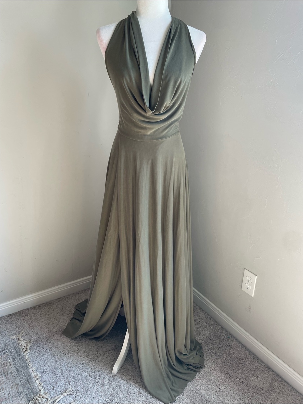 Free People Olive Green Halter Maxi Dress - Picture 7 of 9